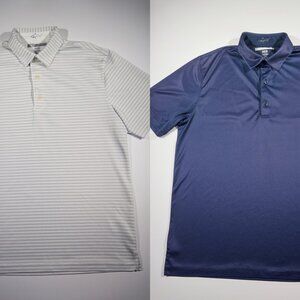 2 Pack - Greg Norman Men's Golf Polo Shirt White Blue - Size Medium